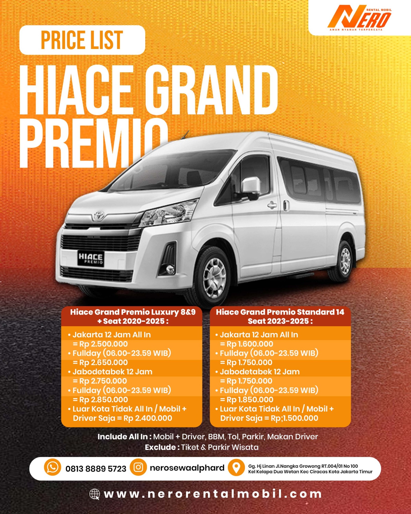 Toyota Hiace Premio Luxury 8-9 Seat